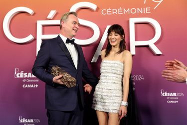 Christopher Nolan, awarded an honorary César, alongside Marion Cotillard.