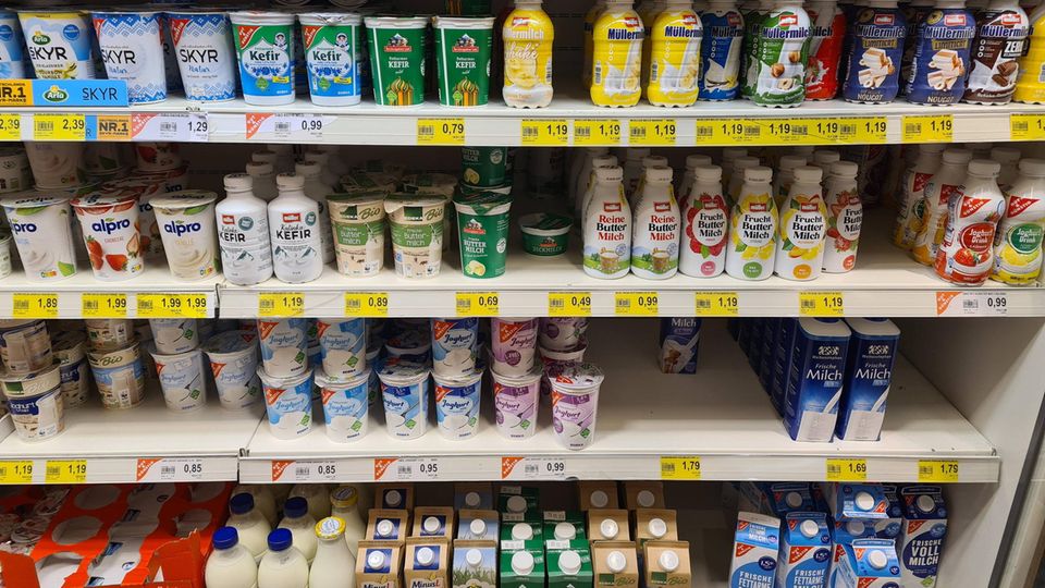 Shelf with dairy products