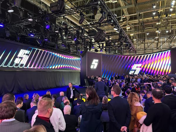 The Renault press conference at the Geneva Motor Show with the new R5 on the program.