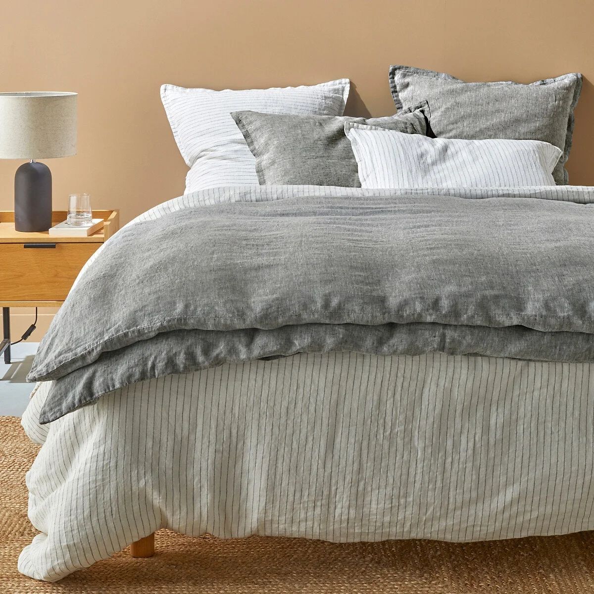 Washed Linen Duvet Cover, Striped Linot 