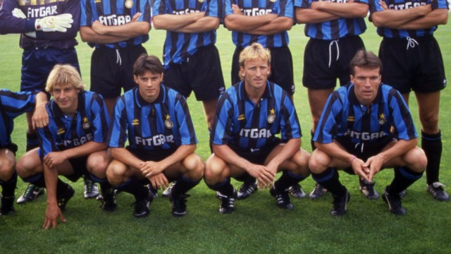 Andreas Brehme in Milan: "Inter dei tedesci": With Andreas Brehme (second from right), Lothar Matthäus (right) and Jürgen Klinsmann (left), Inter Milan floated through Serie A.