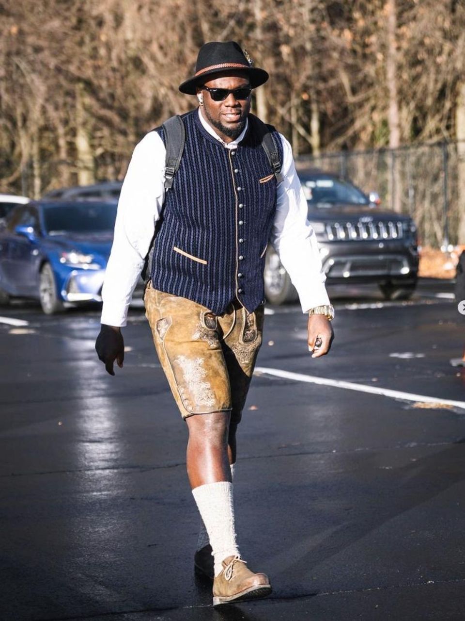 David Bada in Bavarian costume on the occasion of his debut with the NFL