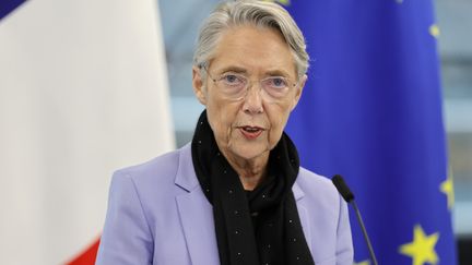 Elisabeth Borne during the inauguration of the Simone Veil building at the European Parliament in Strasbourg, November 21, 2023. (RONALD WITTEK / EPA / AFP)