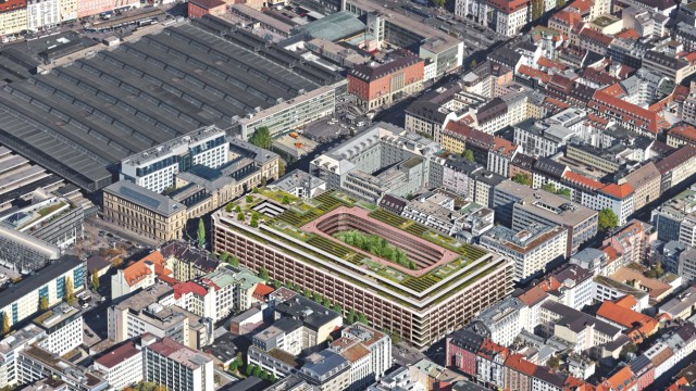 Real estate project at the main train station: It is one of the largest new office building projects in Munich and takes up an entire street block in the southern station district.