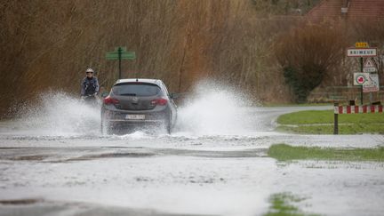 A flood in Brimeux, in Pas-de-Calais, department on orange alert on February 9, 2024. (JOHAN BEN AZZOUZ / LA VOIX DU NORD / MAXPPP)