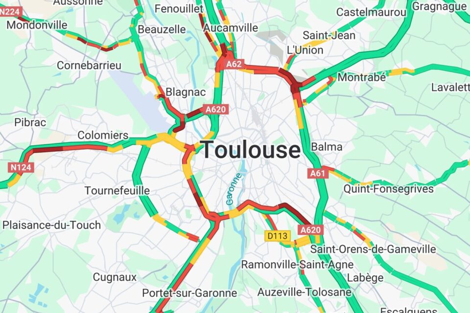 Here is the traffic situation at 8:20 a.m. in Toulouse this Monday morning