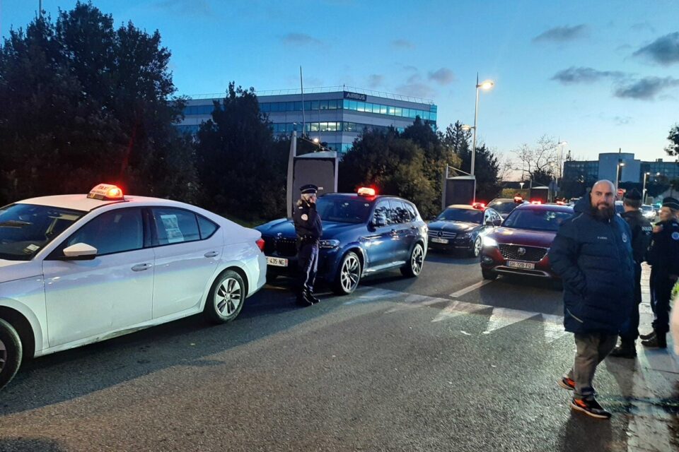 Taxi demonstration at Toulouse-Blagnac airport, Monday March 4, 2024