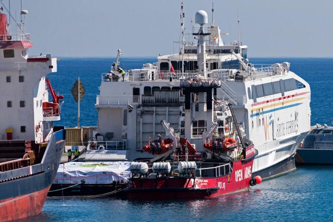 The ship “Open Arms”, which will transport 200 tonnes of food aid to the Gaza Strip, docked in the Cypriot port of Larnaca, before its departure, Monday March 11, 2024.