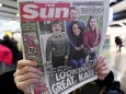 Newspaper "The Sun" with the doctored image of Princess Kate on the front page