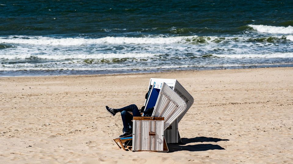 Single beach chair on the beach in Westerland on Sylt