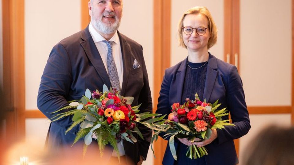 Steffen Schütz (l) and Katja Wolf are the new state chairmen of the state association Thuringia Alliance Sahra Wagenknecht (BSW