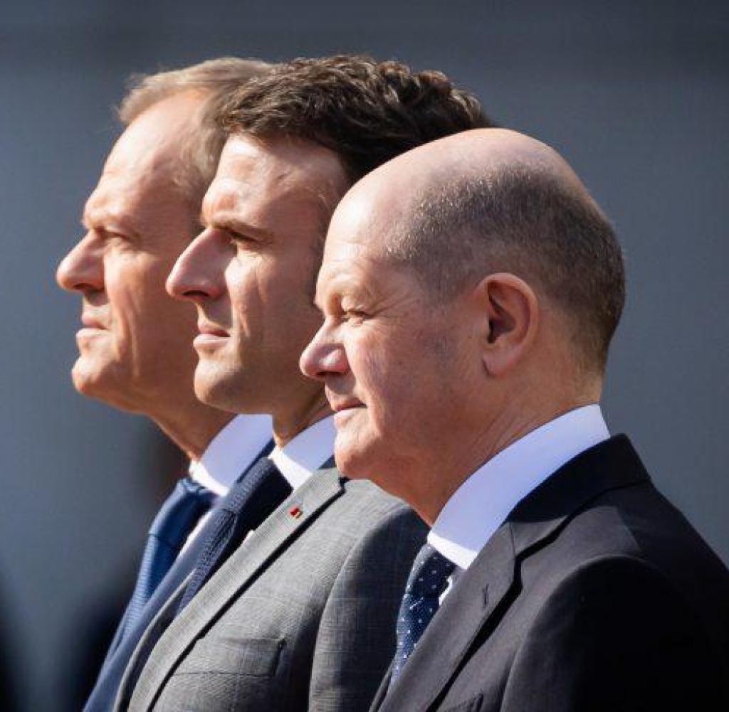Meeting in Berlin: Donald Tusk, Emmanuel Macron and Olaf Scholz (from left)