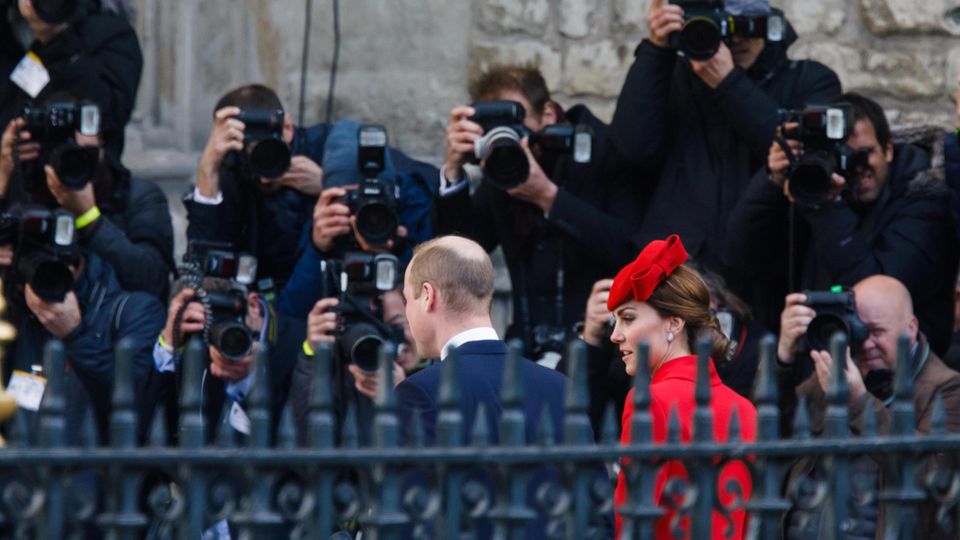 Always besieged by photographers: William and Kate leaving Westminster Abbey a few years ago