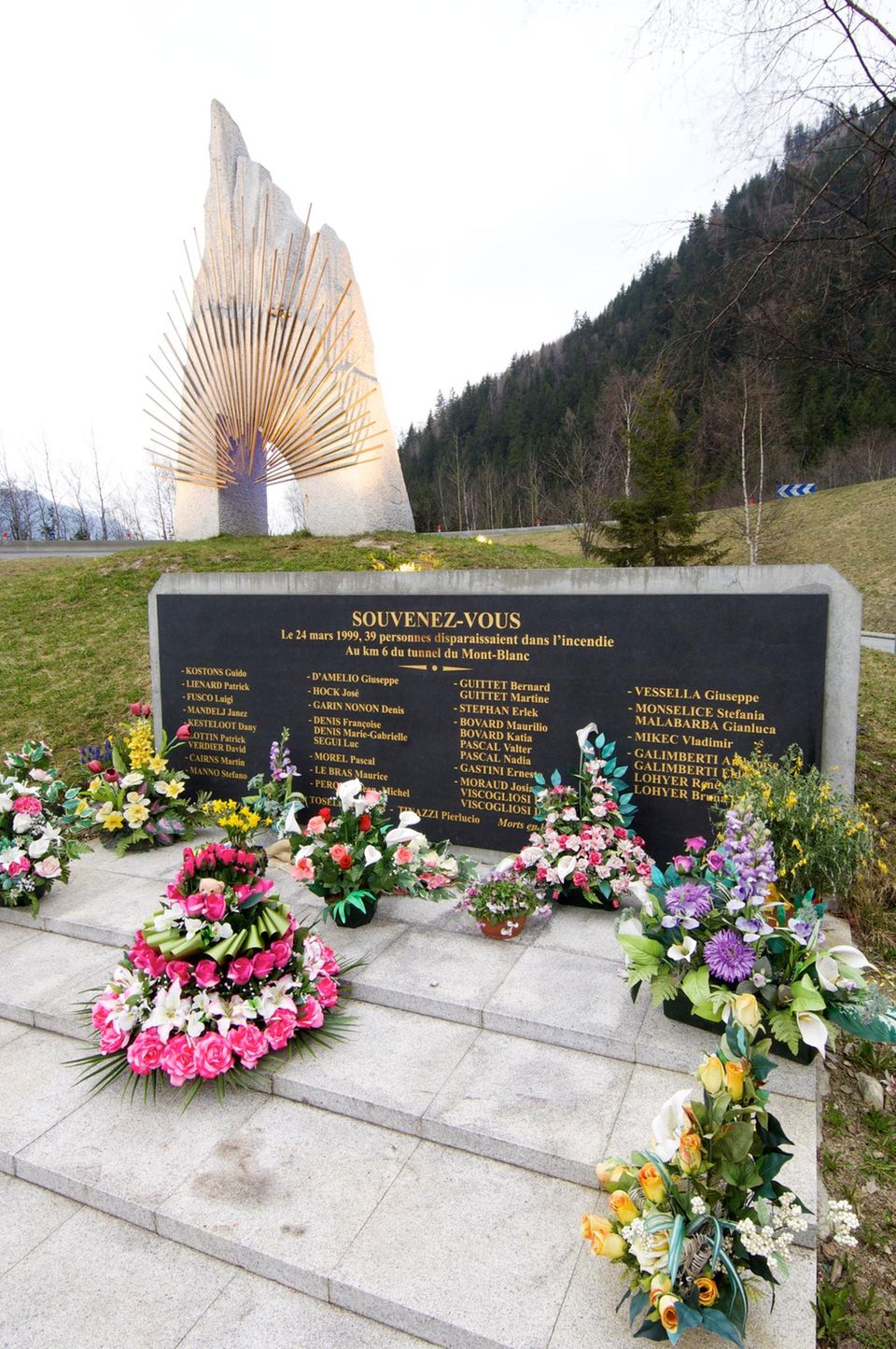 The memorial at the Mont Blanc Tunnel