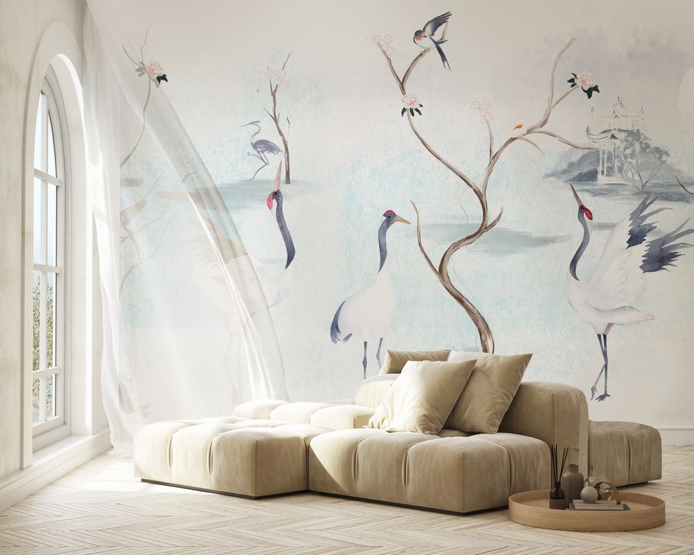 Panoramic wallpaper to dress walls without paintings