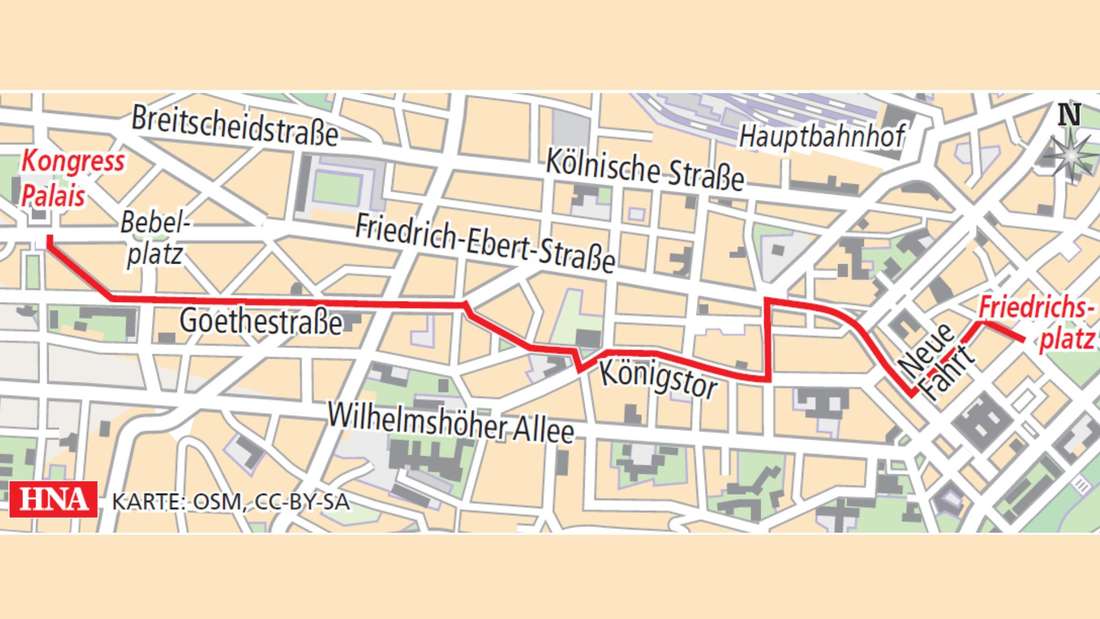 Route des Passions-Prozessionszugs durch Kassel