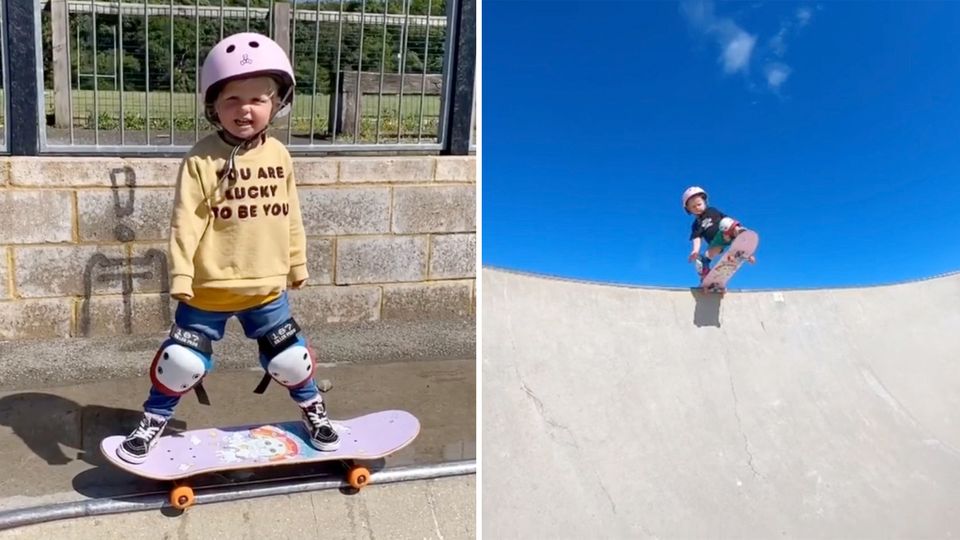 Three-year-old impresses with incredible skating skills
