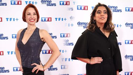 The singer Natacha St-Pier and the comedian Inès Reg during the presentation of the casting of the show "Dance with the stars" from TF1, in January 2024. (FRED DUGIT / PHOTOPQR/LE PARISIEN/MAXPPP)