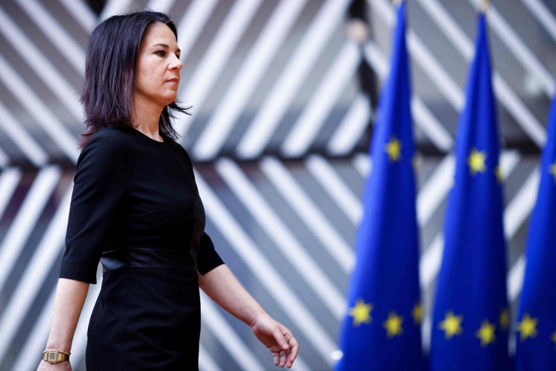 Annalena Baerbock before a meeting of EU foreign ministers on March 18, 2024 in Brussels
