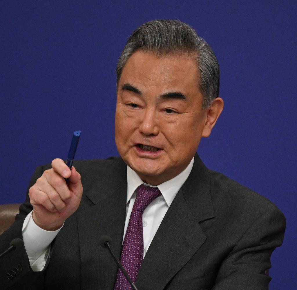 China's Foreign Minister Wang Yi at a press conference on the sidelines of the National People's Congress