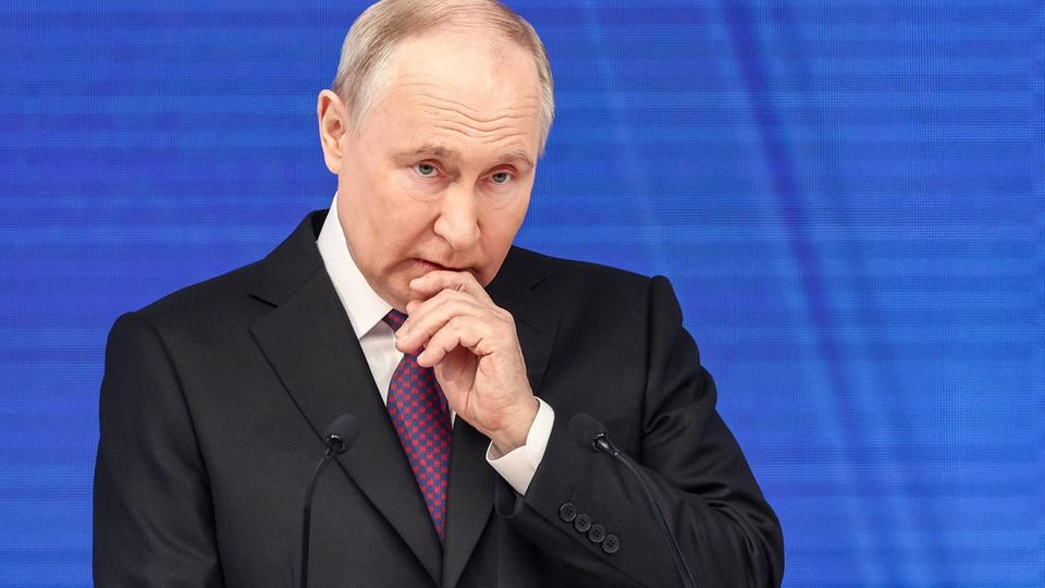 Kremlin leader Vladimir Putin during his state of the nation speech in Moscow