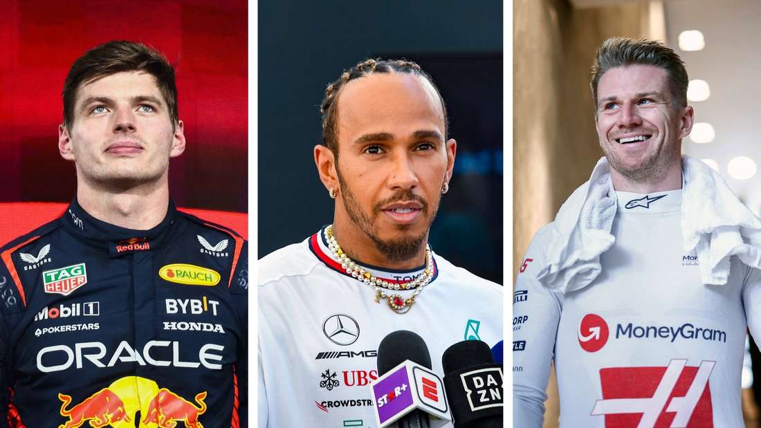Max Verstappen (from left), Lewis Hamilton and Nico Hülkenberg will be active as drivers in Formula 1 in 2024.