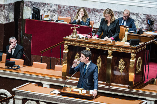 Prime Minister Gabriel Attal at the National Assembly in Paris on March 12, 2024. 