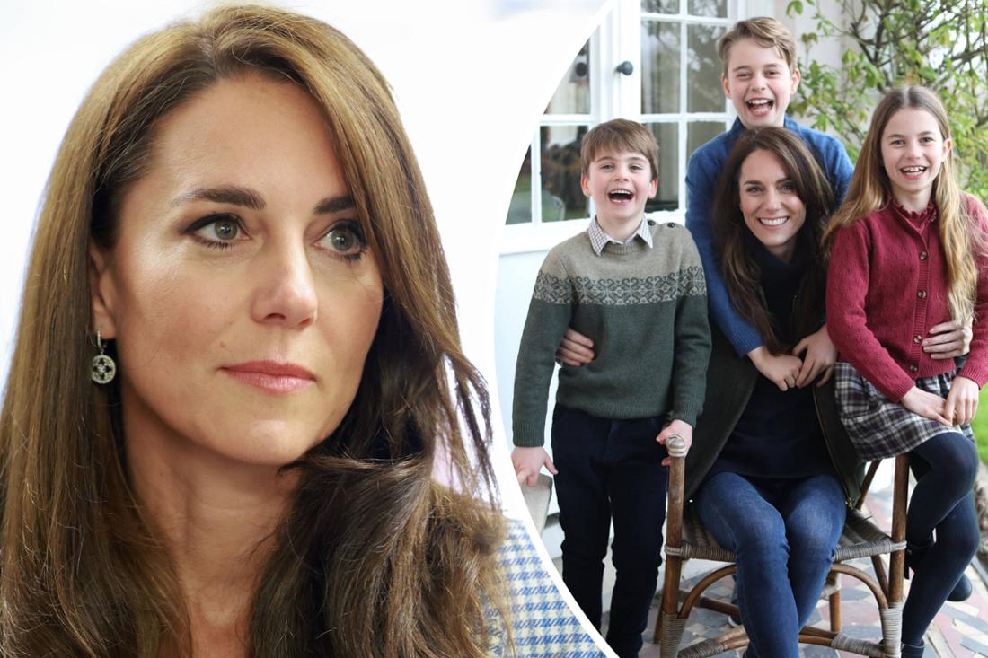 On the left Princess Kate in Windsor in 2023, on the right in 2024 together with her children.