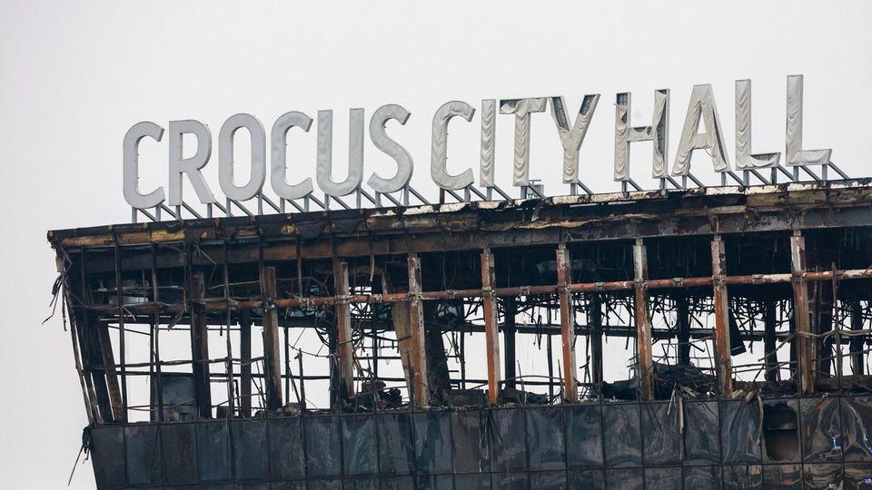 A view of the burned-out Crocus City Hall in Moscow