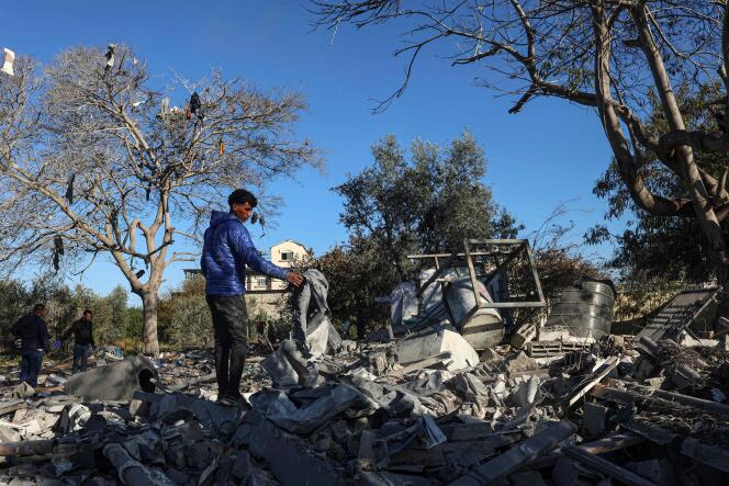A house destroyed in Rafah, in the south of the Gaza Strip, by Israeli bombardment, March 11, 2024.