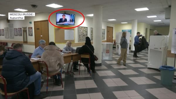 Emmanuel Macron's interview broadcast in a Moscow polling station, Friday March 15, 2024 